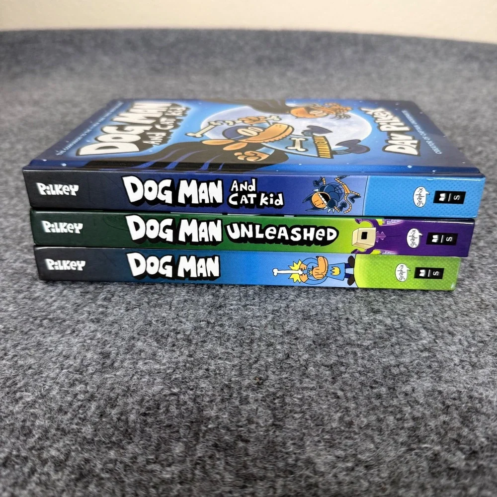 Dog Man Book Set Dav Pilkey Unleashed Cat Kid Childrens Graphic Novels Hardcover